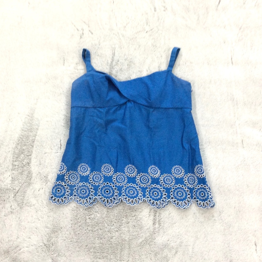 Ann Taylor Loft Sleeveless Top *BLUE w/WHITE TRIM*